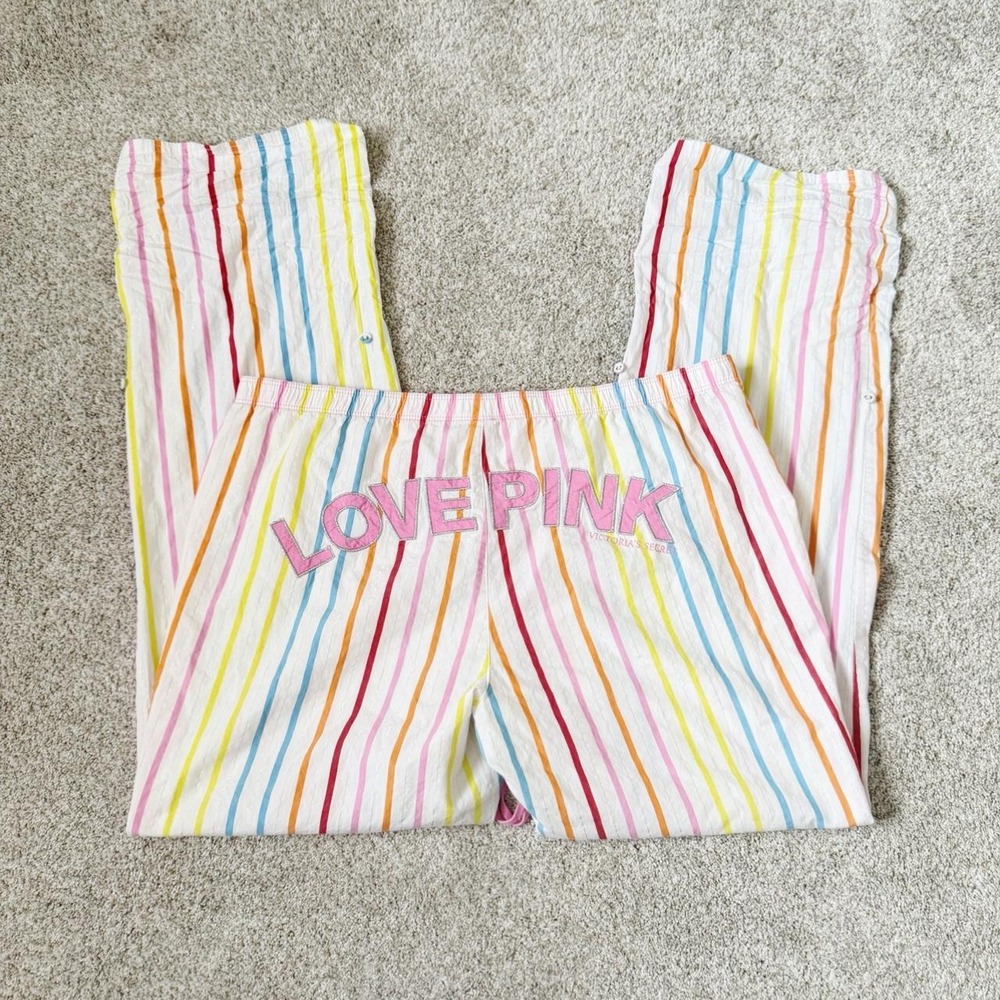 Vintage 2005 VS PINK Love Pink Striped Pajama Pants Size M